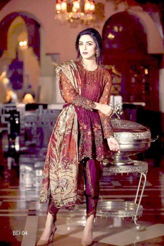 ZA6002 MAROON MARIA B STYLE PAKISTANI READYMADE SALWAR KAMEEZ SUIT