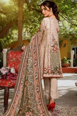 Beige Printed Pakistani Style Lawn Summer Suit