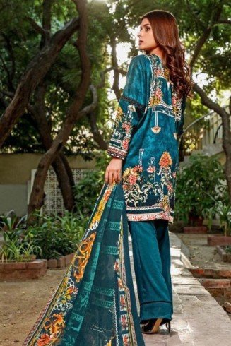 Teal Blue Pakistani Designer Lawn Suit