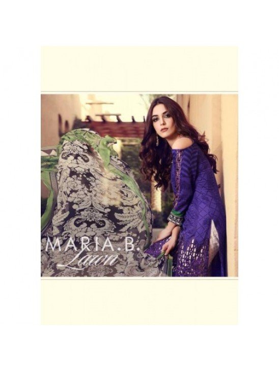 55007 PURPLE AND WHITE MARIA B LAWN READYMADE PAKISTANI STYLE SUIT