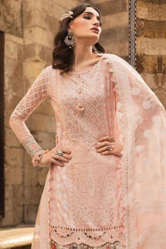 Coral Pink Pakistani Designer Ethnic Embroidered Gharara Style Suit