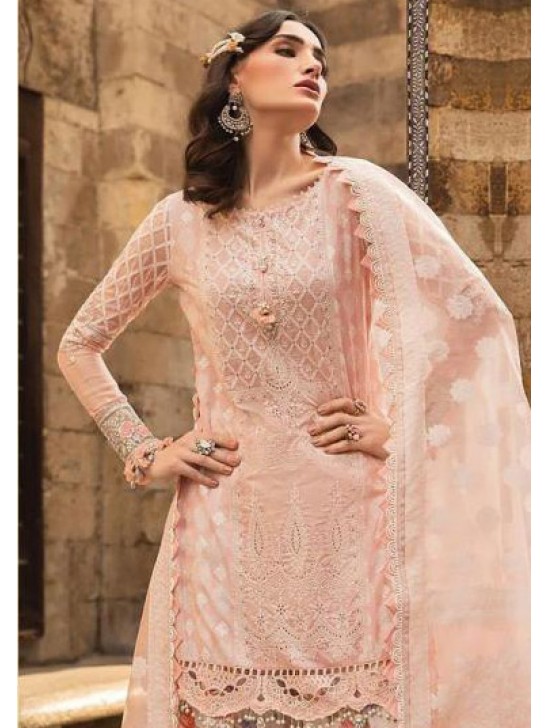 Coral Pink Pakistani Designer Ethnic Embroidered Gharara Style Suit