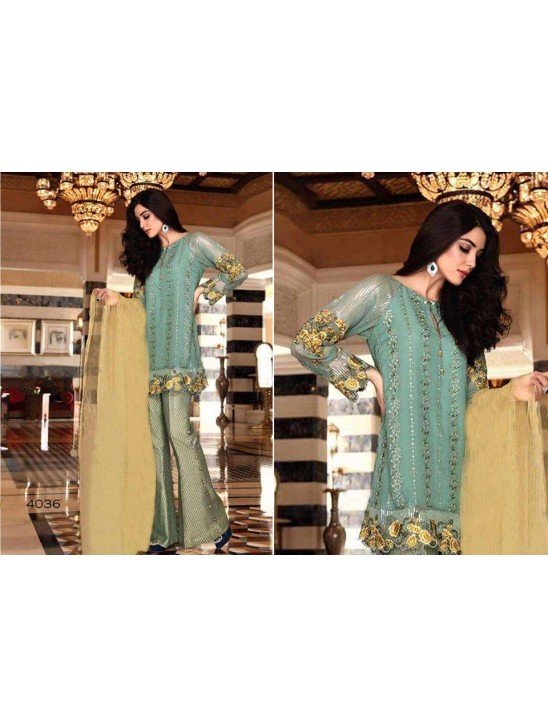 4036 GREEN MARIA B STYLE PAKISTANI SALWAR KAMEEZ SUIT