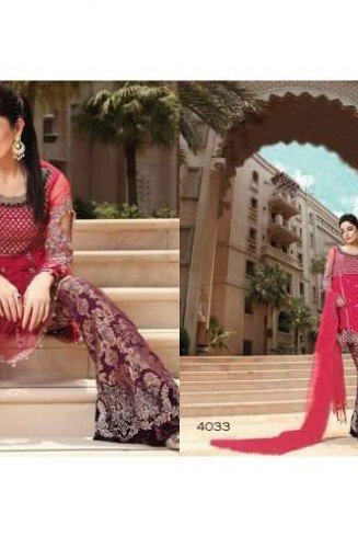 ZMB-4033 RED MARIA B STYLE PAKISTANI SALWAR KAMEEZ SUIT