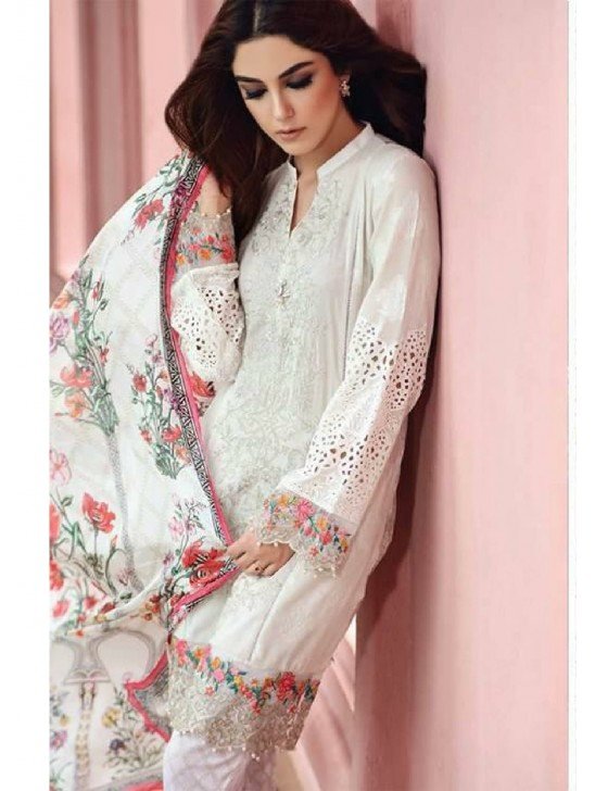 WHITE MARIA B READY MADE LAWN SALWAR KAMEEZ