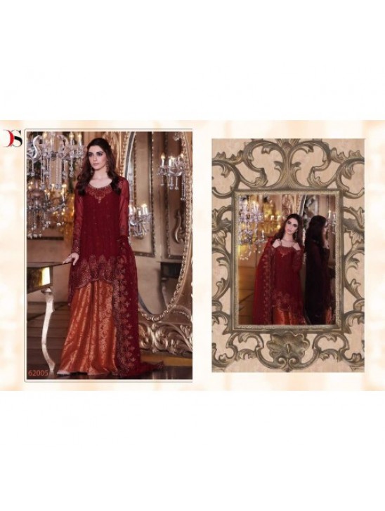 BD-1003 MAROON MARIA.B. MBROIDERED PARTY WEAR DRESS