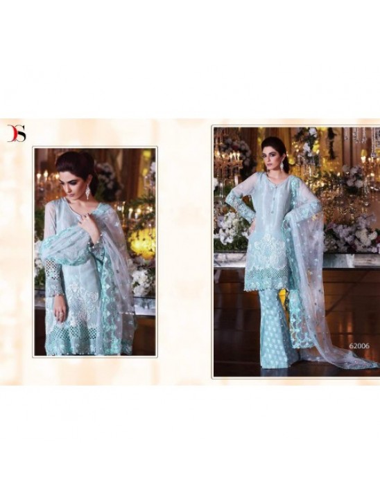 ZBD-1007 TURQUOISE MARIA.B EMBROIDERED PARTY WEAR DRESS