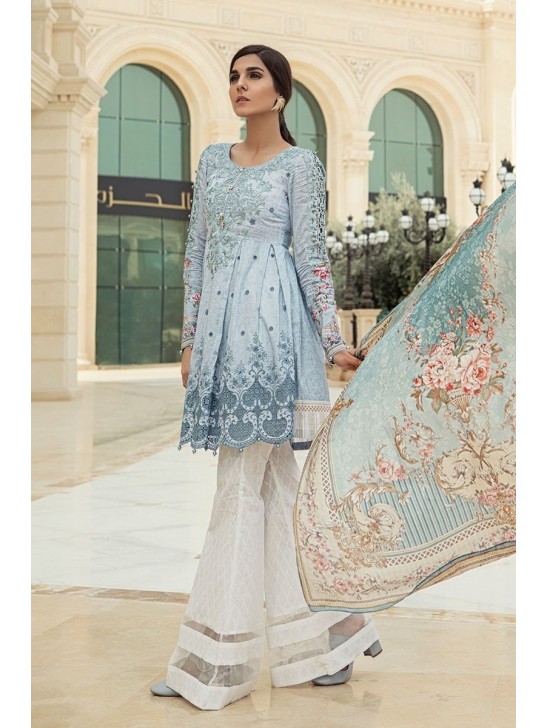 D1810-A SKY BLUE MARIA B LUXURY READY TO WEAR SPRING LAWN SUIT