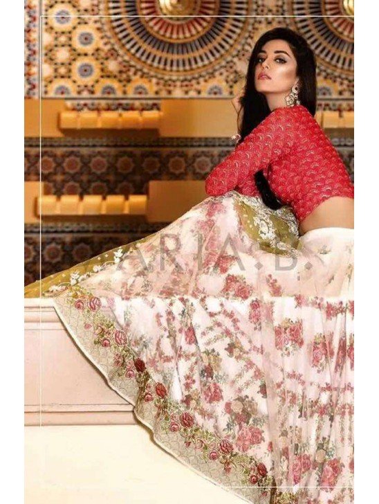 4037 PINK AND WHITE MARIA B PAKISTANI STYLE LEHNGA