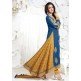 BLUE MEHZABI PARTY WEAR LONG STRAIGHT SALWAR KAMEEZ