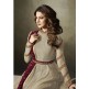 Beige Jacquard Anarkali Suit With Velvet Shawl