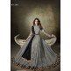 Grey Maxi Gown Jacquard Anarkali Suit With Velvet Shawl