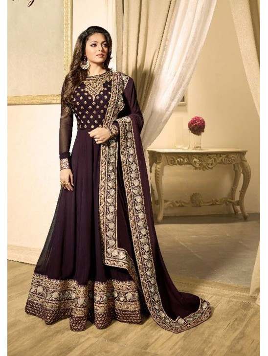 EID DRESS COLLECTION : PURPLE EMBELLISHED ANARKALI SUIT