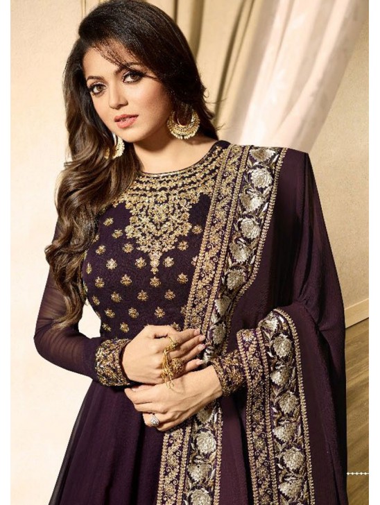 EID DRESS COLLECTION : PURPLE EMBELLISHED ANARKALI SUIT