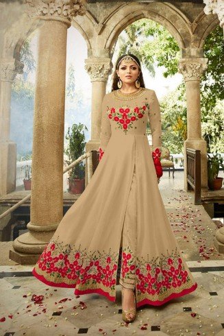 2301-A BEIGE NITYA SLIT STYLE LONG ANARKALI DRESS