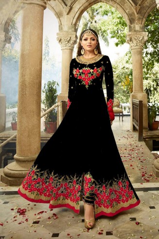 2301-D BLACK NITYA SLIT STYLE LONG ANARKALI DRESS