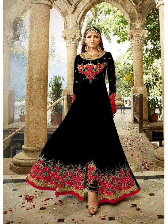 2301-D BLACK NITYA SLIT STYLE LONG ANARKALI DRESS