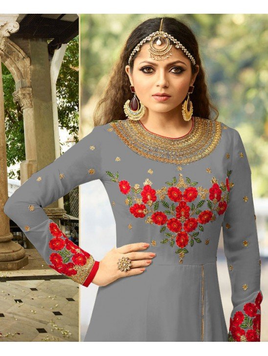 2301-B GREY NITYA SLIT STYLE LONG ANARKALI DRESS