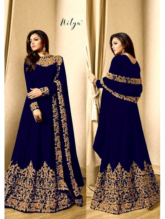 OYAL BLUE EMBROIDERED FLOOR LENGTH ANARKALI SUIT