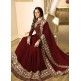 RED INDIAN STYLE EMBROIDERED MEHNDI WEAR ANARKALI GOWN