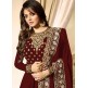 RED INDIAN STYLE EMBROIDERED MEHNDI WEAR ANARKALI GOWN