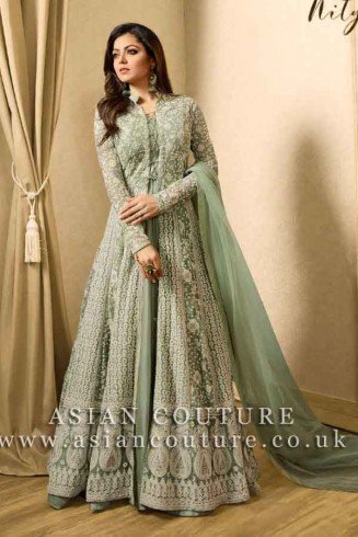 NILE GREEN INDIAN BRIDESMAID DRESS WEDDING GOWN 