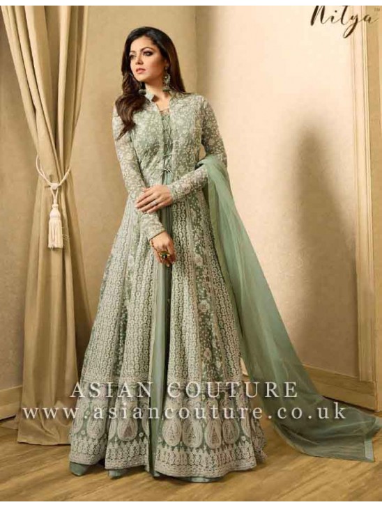 NILE GREEN INDIAN BRIDESMAID DRESS WEDDING GOWN