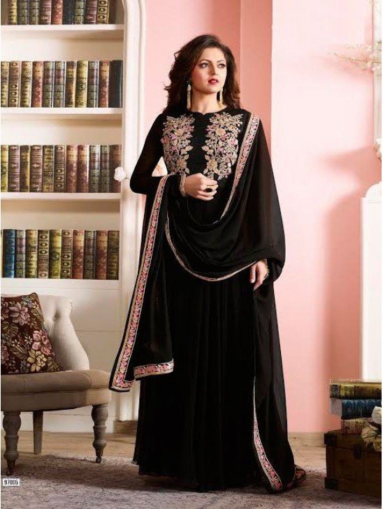 LT-97005 BLACK NITYA DESIGNER GEORGETTE ANARKALI SUIT