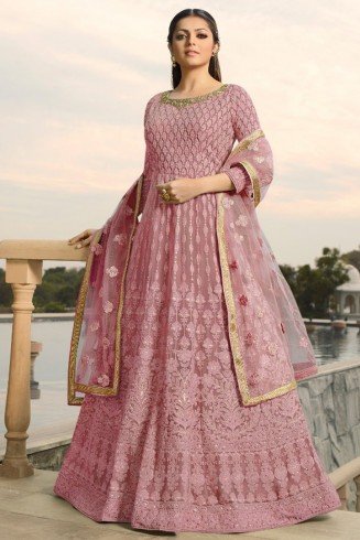 ROSE PINK INDIAN PAKISTANI EVENING GOWN