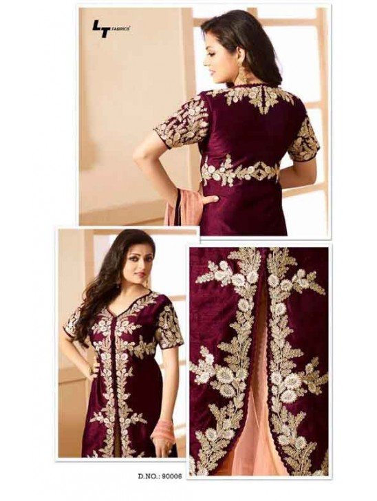 MAROON AND PEACH INDIAN PARTY WEAR DRESS