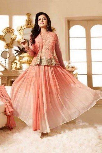 90011 PEACH LT NITYA PARTY WEAR ANARKALI SUIT 