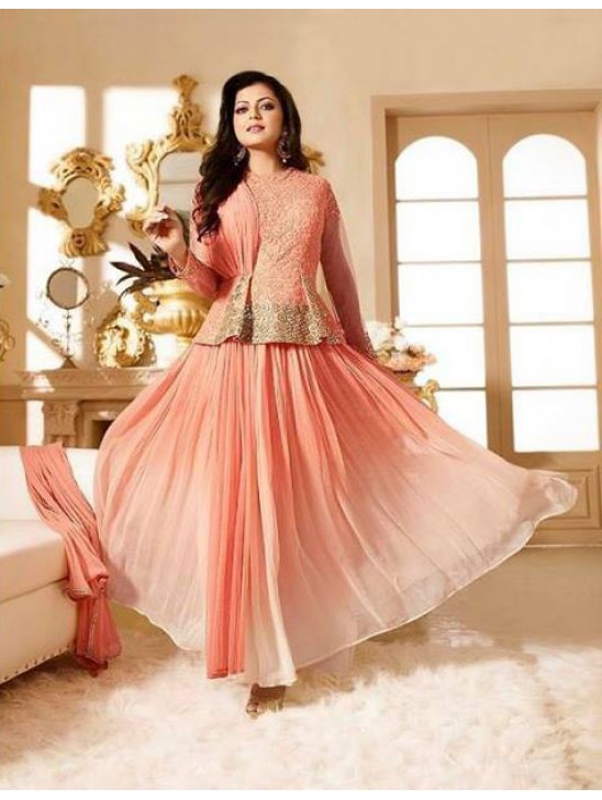 90011 PEACH LT NITYA PARTY WEAR ANARKALI SUIT