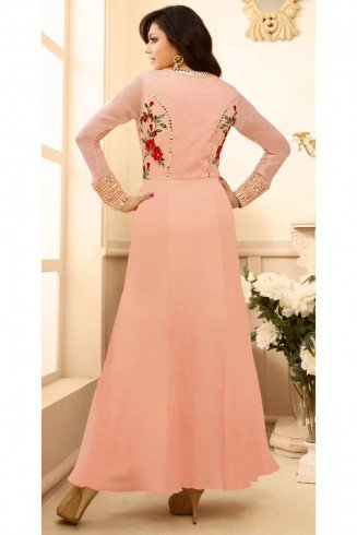 Dusty Pink Embroidered Anarkali Suit