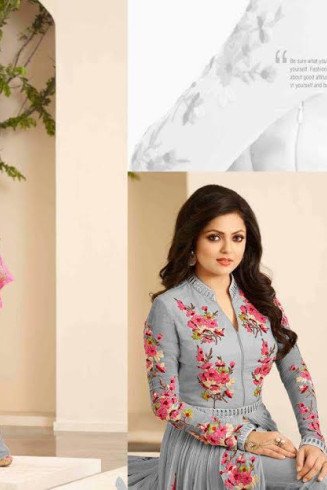 86003-E LILAC GREY LT NITYA PURE GEORGETTE PARTY WEAR DESIGNER SUIT