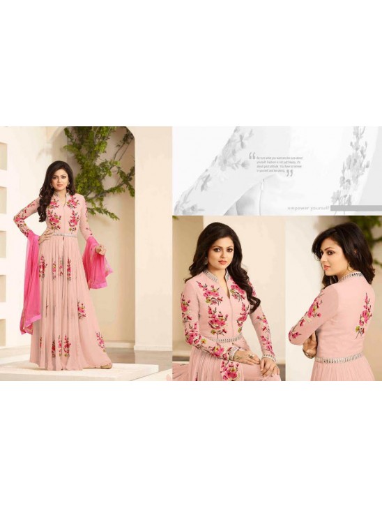 86003-D ROSE QUARTZ LT NITYA PURE GEORGETTE PARTY WEAR DESIGNER SUIT