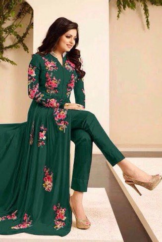 86003-C GREEN LT NITYA PURE GEORGETTE PARTY WEAR DESIGNER SUIT