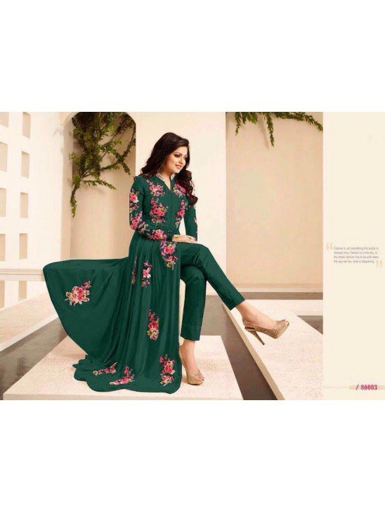 86003-C GREEN LT NITYA PURE GEORGETTE PARTY WEAR DESIGNER SUIT