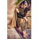 Omtex 81 Beige And Black Georgette Straight Cut Suit