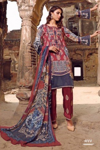 Maroon Embroidered Lawn Suit Indian Summer Salwar Kameez