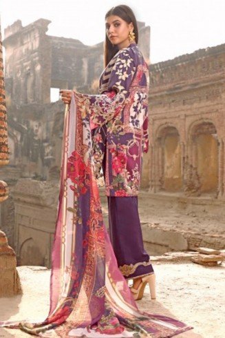 Purple Lawn Summer Salwar Kameez Pakistani Designer Suit