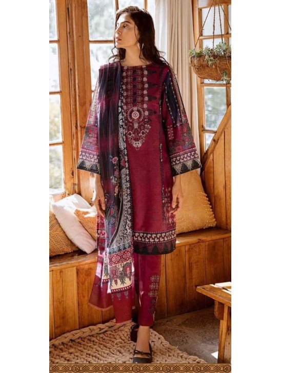 Maroon Pakistani Cotton Lawn Suit Summer Salwar Kameez