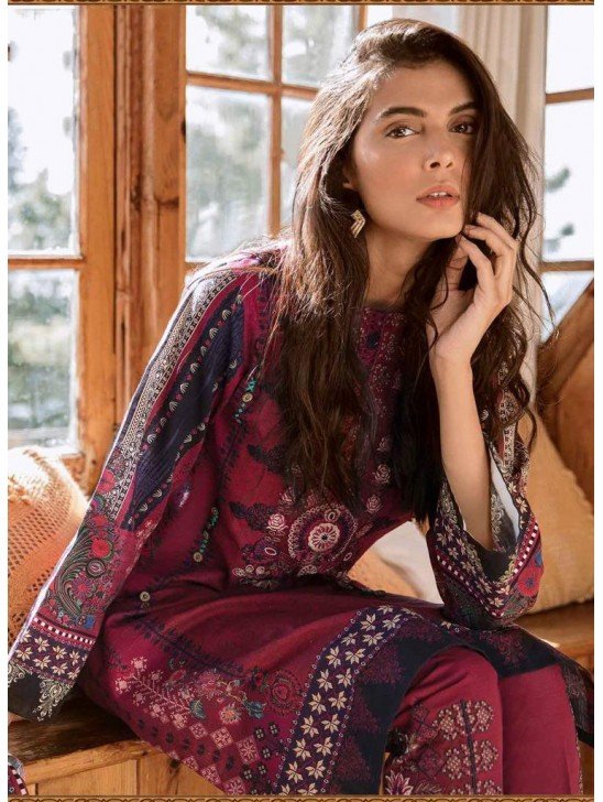 Maroon Pakistani Cotton Lawn Suit Summer Salwar Kameez
