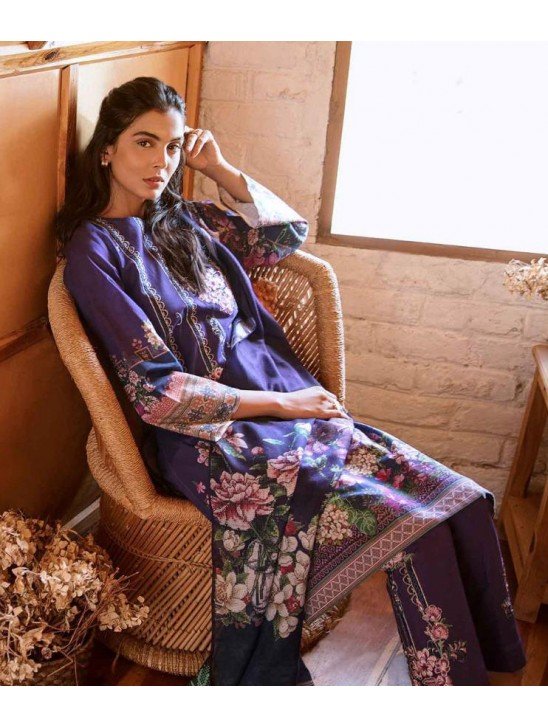 Purple Cotton Summer Suit Pakistani Lawn Salwar Kameez