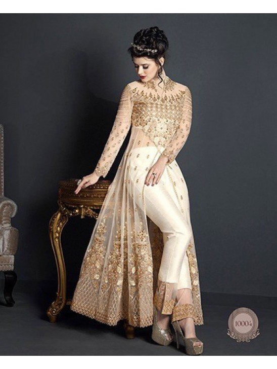 CREAM HEAVY EMBROIDERED INDIAN WEDDING GOWN