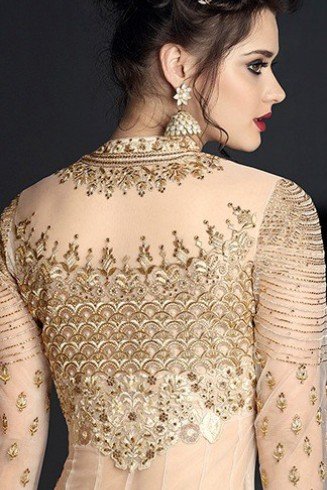 CREAM HEAVY EMBROIDERED INDIAN WEDDING GOWN