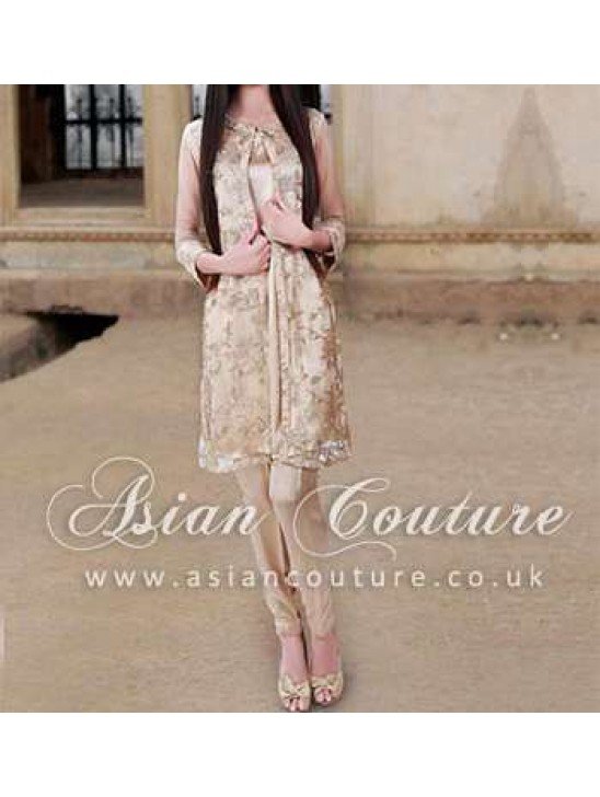 SKIN COLOUR CHIFFON READY MADE OUTFIT