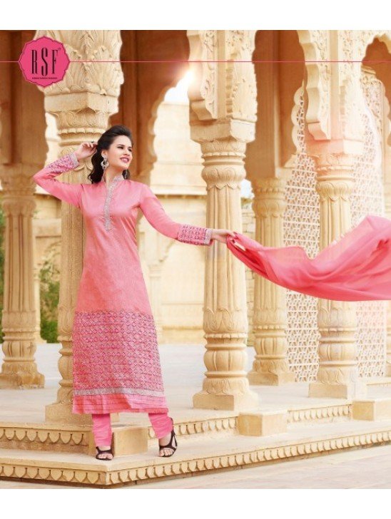 Pink Net Dress Gold Polka Dots Long Suit