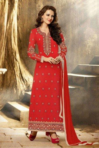 Stunning Red Aarya Party Wear Georgette Salwar Kameez 