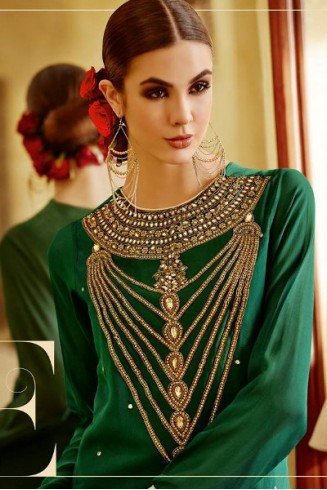 Green Long Dress Indian Salwar Suit