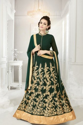 Dark Green Floor Length Wedding Anarkali Suit